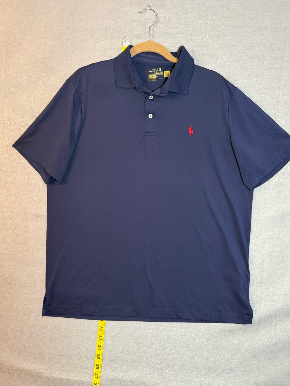 Polo by Ralph Lauren Navy Short-Sleeve Performance Polo with Red Logo